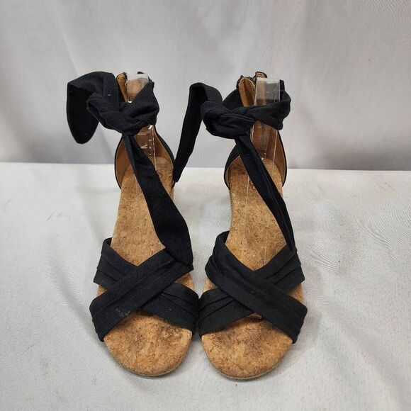 UGG® Women's 6.5 Black Traci Espadrille Wedge Sandals Heels - Picture 9 of 10